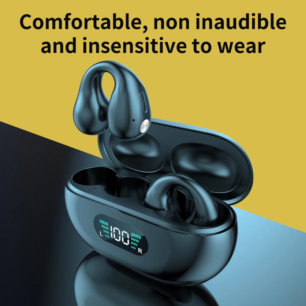 Фото Спортивные наушники, не повреждающие уши, bluetooth-совместимая гарнитура, наушники-вкладыши с клипсой и костной проводимостью №3
