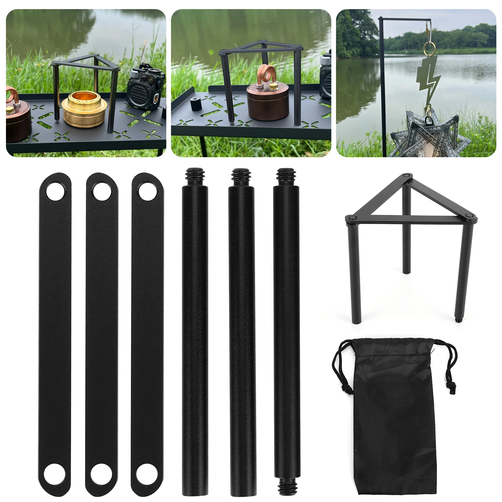 Aluminum Alloy Outdoor Stove Rack Portable Triangle Pot Holder Folding Campfire Tripod for Outdoor Cooking Camping Bbq