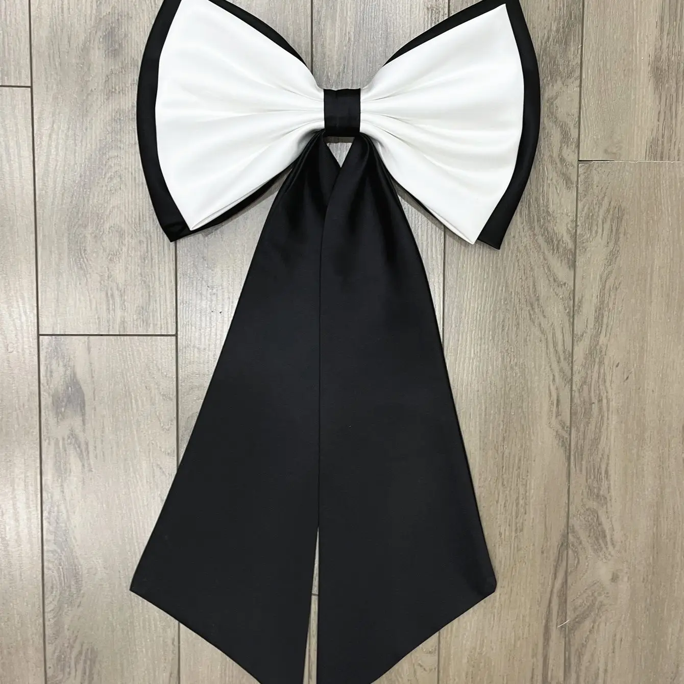 Independent women's accessory bow big black satin with white satin party wedding formal party bow decoration DIY