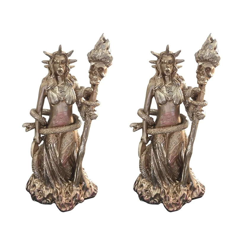 

2X Greek Goddess White Sorceress Witchcraft Hecate Figurine Hekate Necromancy Deity Magic Powerful Pagan Witch Statue A