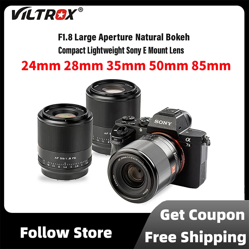 Viltrox 24Mm 28Mm 35Mm 50Mm 85Mm F1.8 Per Sony E Mount Obiettivo Della Fotocamera Messa A Fuoco Automatica Full Frame Prime Grande Apertura Ritratto F