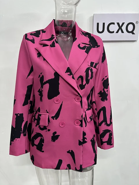 UCXQ Letter Printed Blazers for Women