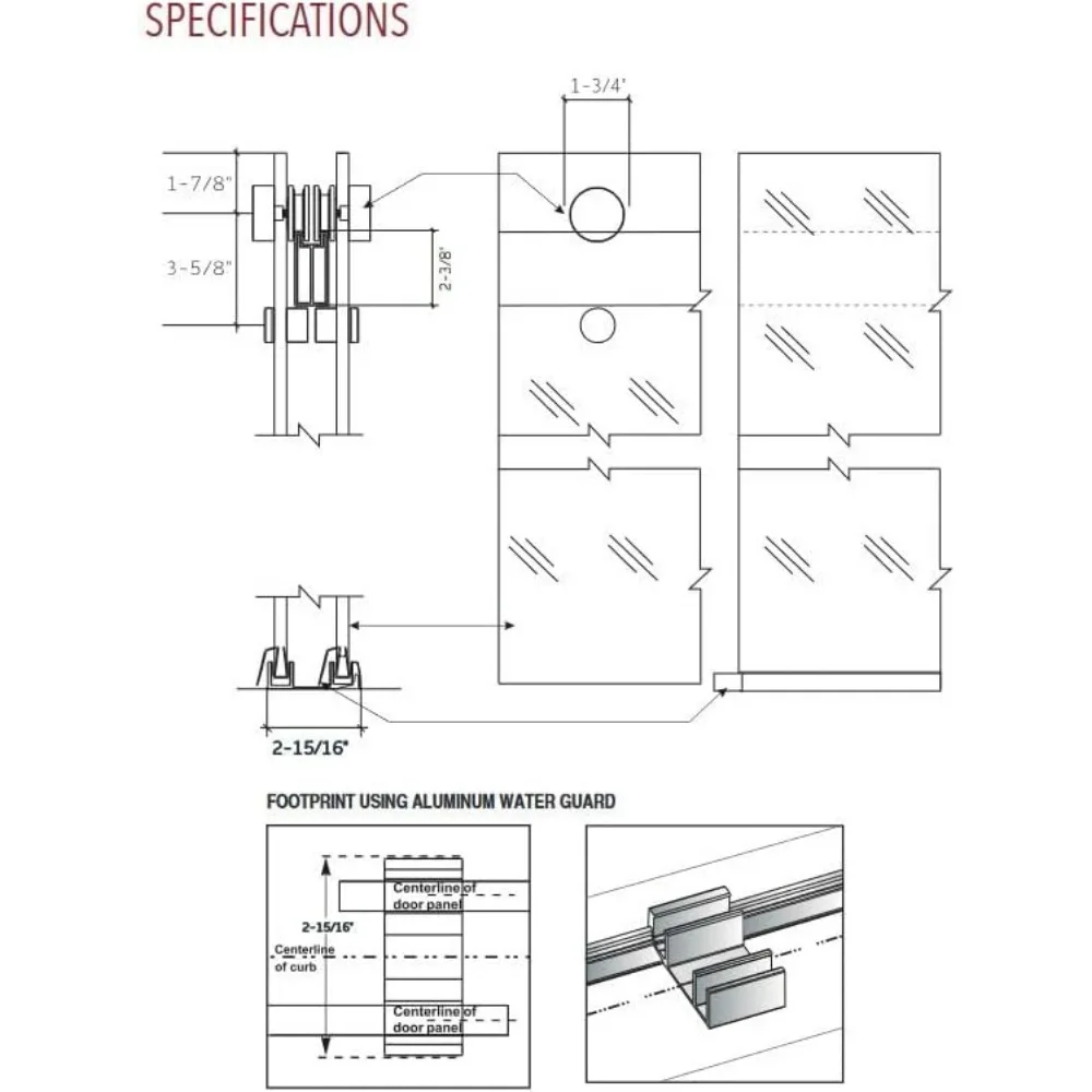 Shower Door, 60" W, Frameless Shower Door, Clear Tempered Glass, Semi-Frameless Dual Sliding Glass,Bathroom Glasss Showers Doors 5