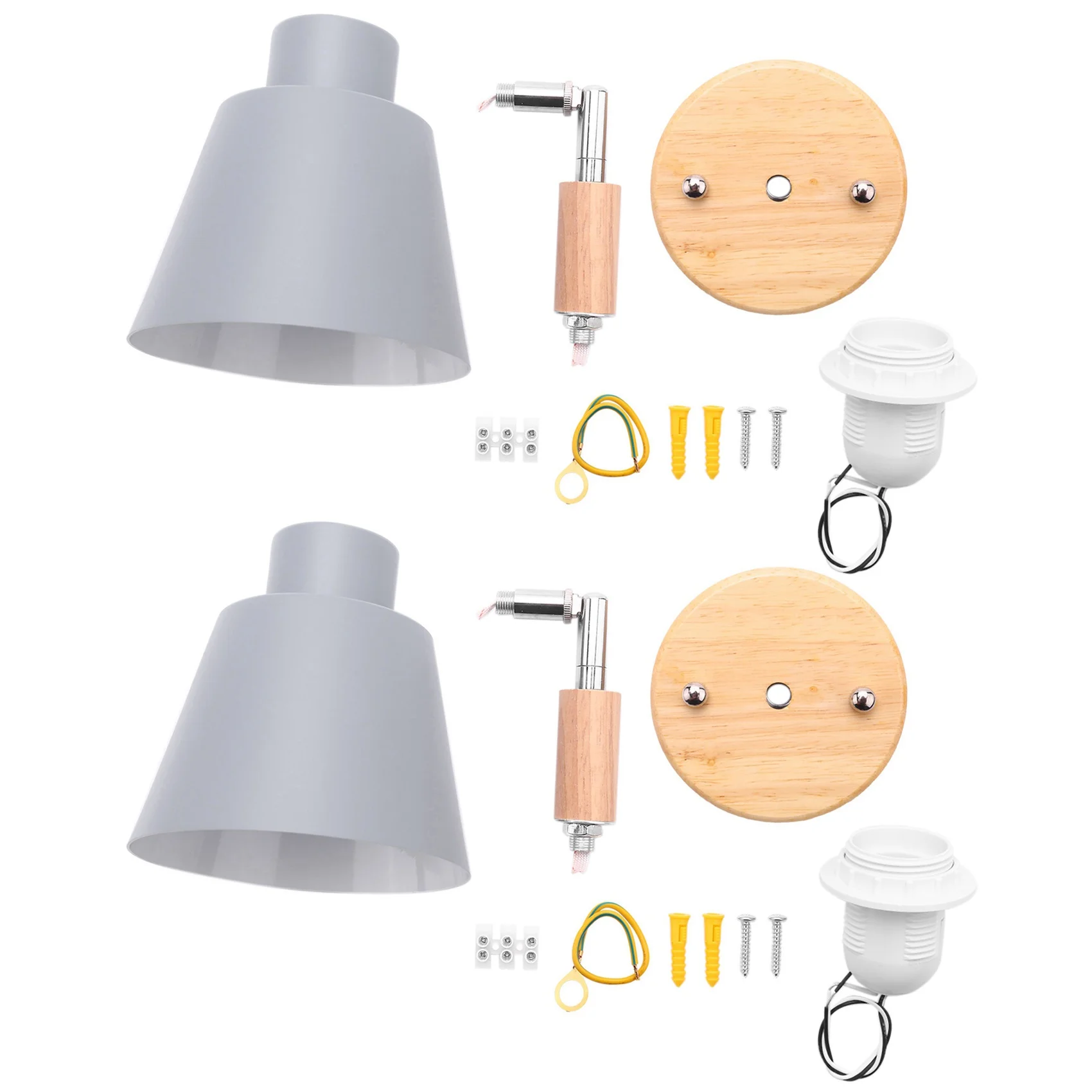 

2X Wooden Wall Lights Bedside Wall Lamp Bedroom Wall Light Sconce for Kitchen Modern Wall Lamp Nordic Sconces(Grey)