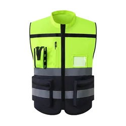 Custom Reflective Safety Vest for Men with Pockets and Zipper - Two - Tone Workwear Vest (Picture style)