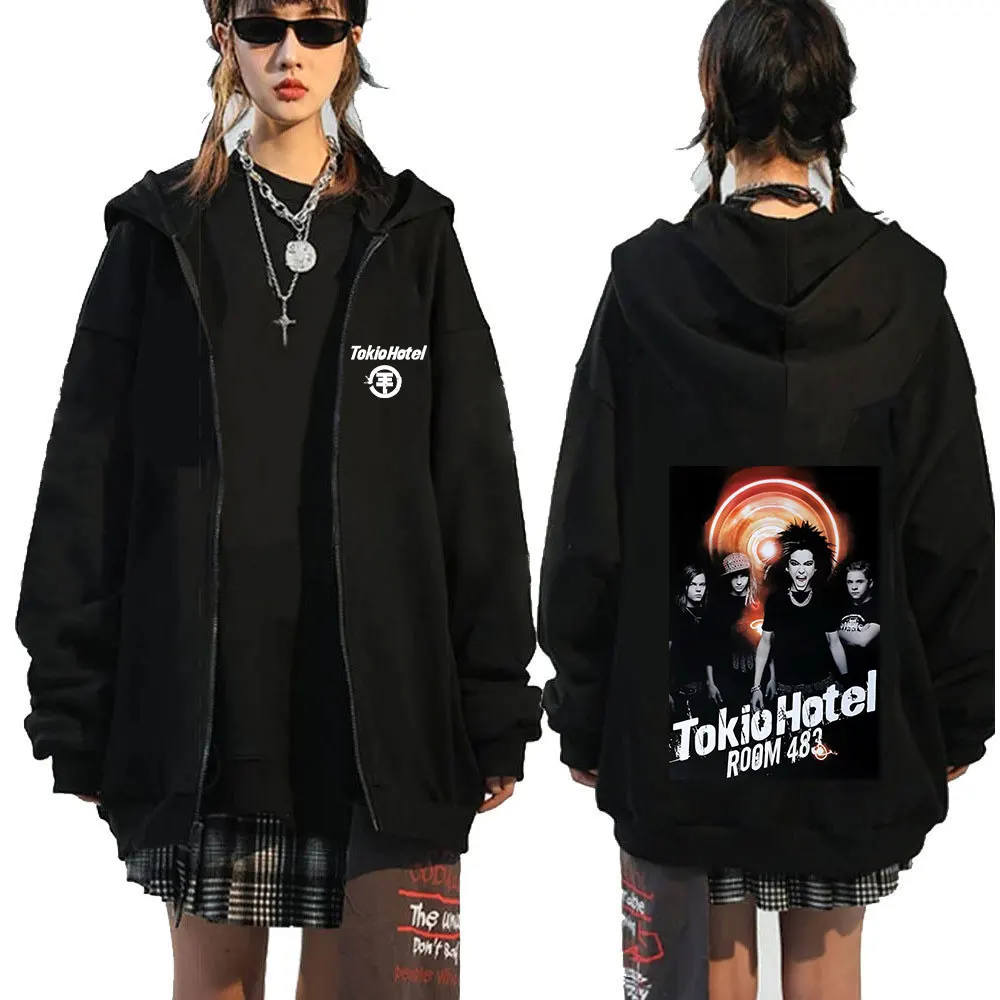 thumbnail image 1 of Sudadera con capucha de la banda de Rock para hombre, suéter informal con cremallera, Estilo Vintage, para Otoño e Invierno, 1 of 5