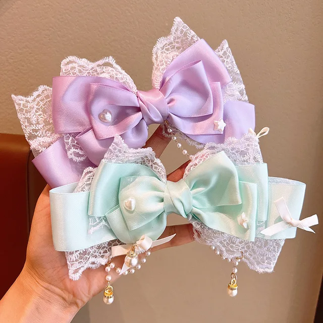 Lolita Girl Bow Hair Clips Headwear Hairpins Hair Accessories Pink Claw Hair Clip Sweetg Srtyle Kawaii Hair Accesorios Jk Clips