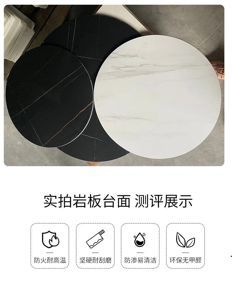 Description Picture 4 of itemSmall Space Dining Table Round Floor Waterproof White Mobile Dining Tables Restaurant Nordic Mesa De Comedor Home Furniture