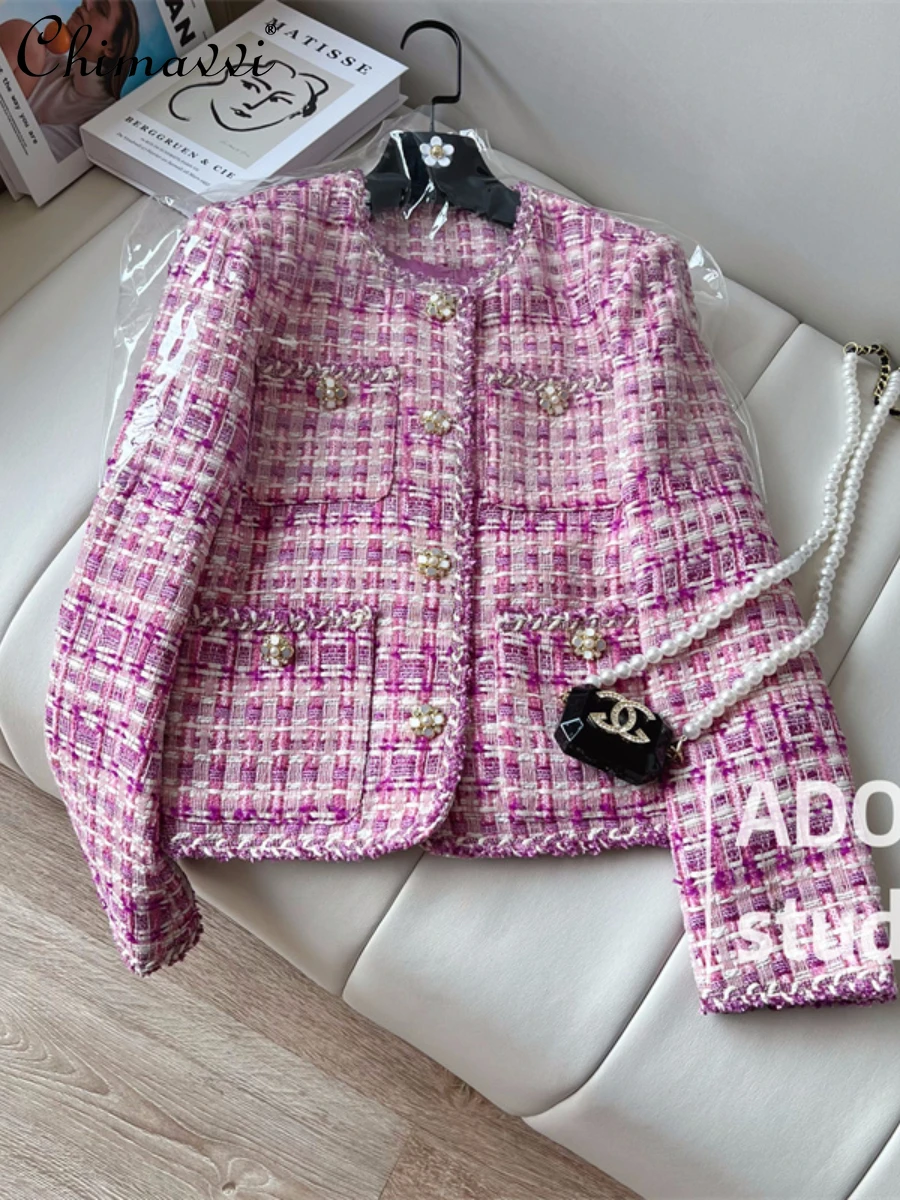 Jaqueta de Tweed alta qualidade feminina, casacos vintage, design de marca  famosa, luxo, marca internacional - AliExpress