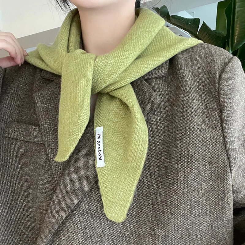 Wool Knitted Triangular Scarf knitted scarf,knitted scarves British Korean Style Women Headscarf Knitted Scarf Multi-functional Warm