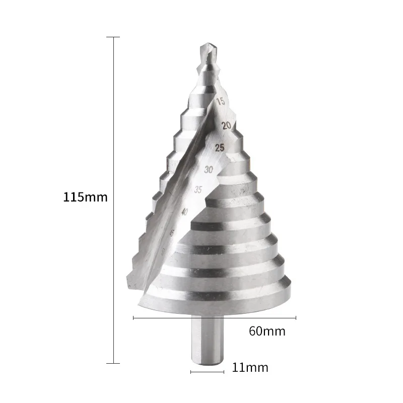 

6-60mm Step Drill Bit Spiral Groove Pagoda Hole Cutter Metal Sheet Cone Drill Bit Triangular Shank Step Hole Opener Reamer