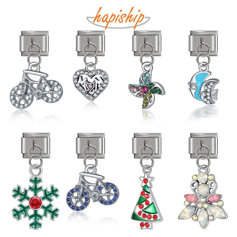 Daisy Bike Love Mom Christmas Tree Windmill Italian Charm Bracelet With Charm Bracelet