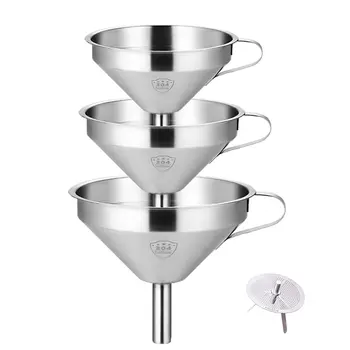 304 Funnel Stainless Steel Wine Oil Funnel Oil Leakage With Mesh Filter Kitchen Household Filter Residue Large Small Oil Funnel