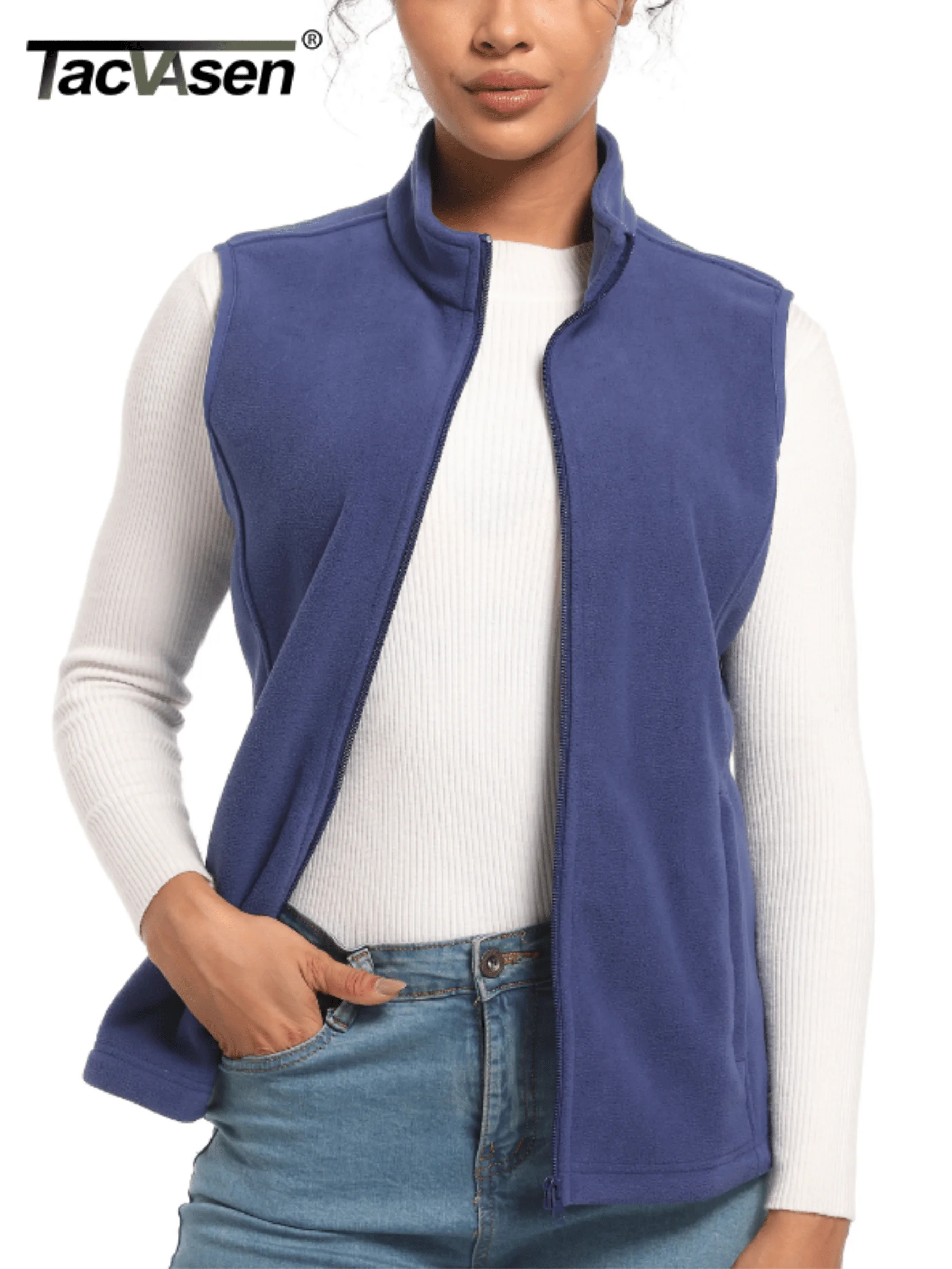 TACVASEN Autumn Winter Soft Warm Vest Womens Fashion Fleece Sleeveless Jacket Lightweight Outdoor Casual Zipper Front Waistcoat 2