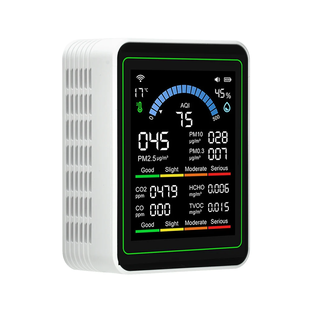 Luftqualitätsmonitor 10-in-1 Tuya WIFI Echtzeit-Steuerung CO2 PM1.0 PM2.5 PM10 Formaldehyd-Detektor Temperatur- und Feuchtigkeitsmesser – Detail 16