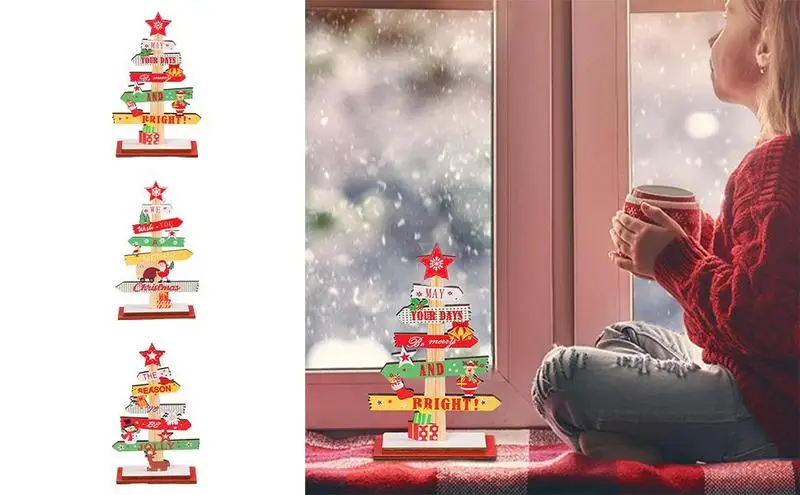 

Wooden Ornaments Christmas Desktop Ornament High Quality Tree Santa Claus DIY Decoration Signs Plaque Xmas New Year Party Gifts