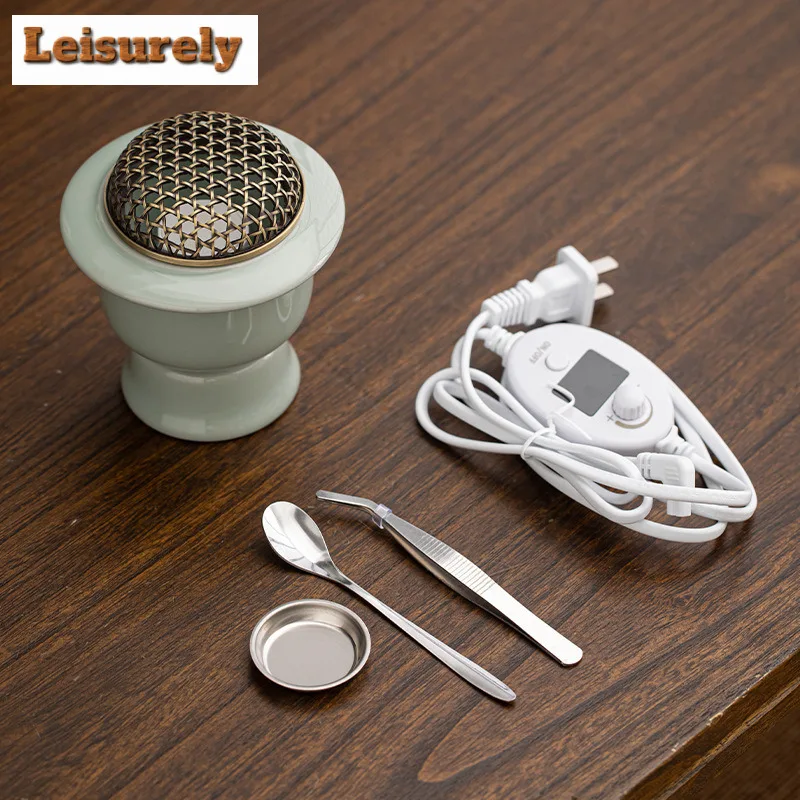 Song Rhyme Electronic Incense Burner 220V Timed Temperature Regulation Essential Oil Lamp Heater LCD Electric Fumigating Furnace