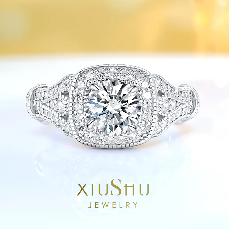 2023 New S925 Silver Daily Classic Versatile Fashion One Carat White Diamond Ring