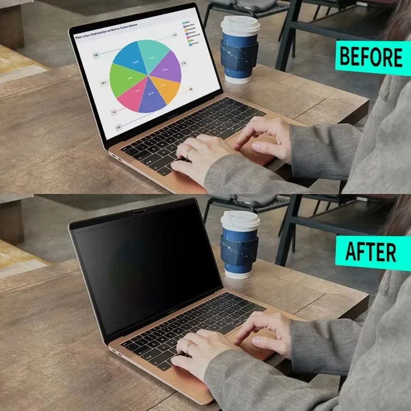 Macbook pro/air 13.3 14 15.6 16 인치 310 x174mm 345 x194mm 자기 흡입 방지 엿보기 방지 필름용 개인 정보 보호 화면 보호기