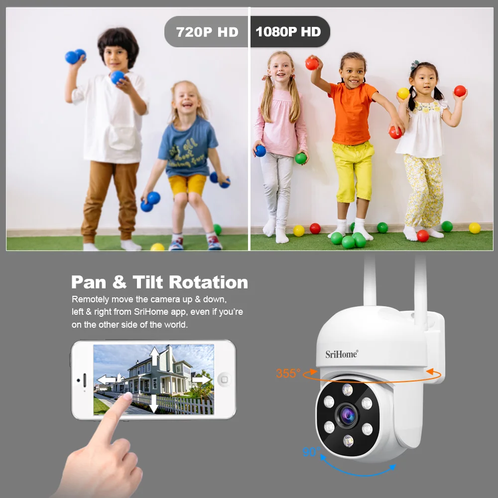 Srihome Wireless 1080P PTZ Security Camera