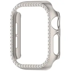 Elegant Diamond Crystal Protective Cover with Strap for Apple watch10 42mm (Planting Starlingt)