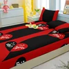1 Simple Modern Heart-Shaped Printed Matte Fitted Sheet, Bedroom Printed Bed Cover, Bedding (Excluding Pillowcases) 4