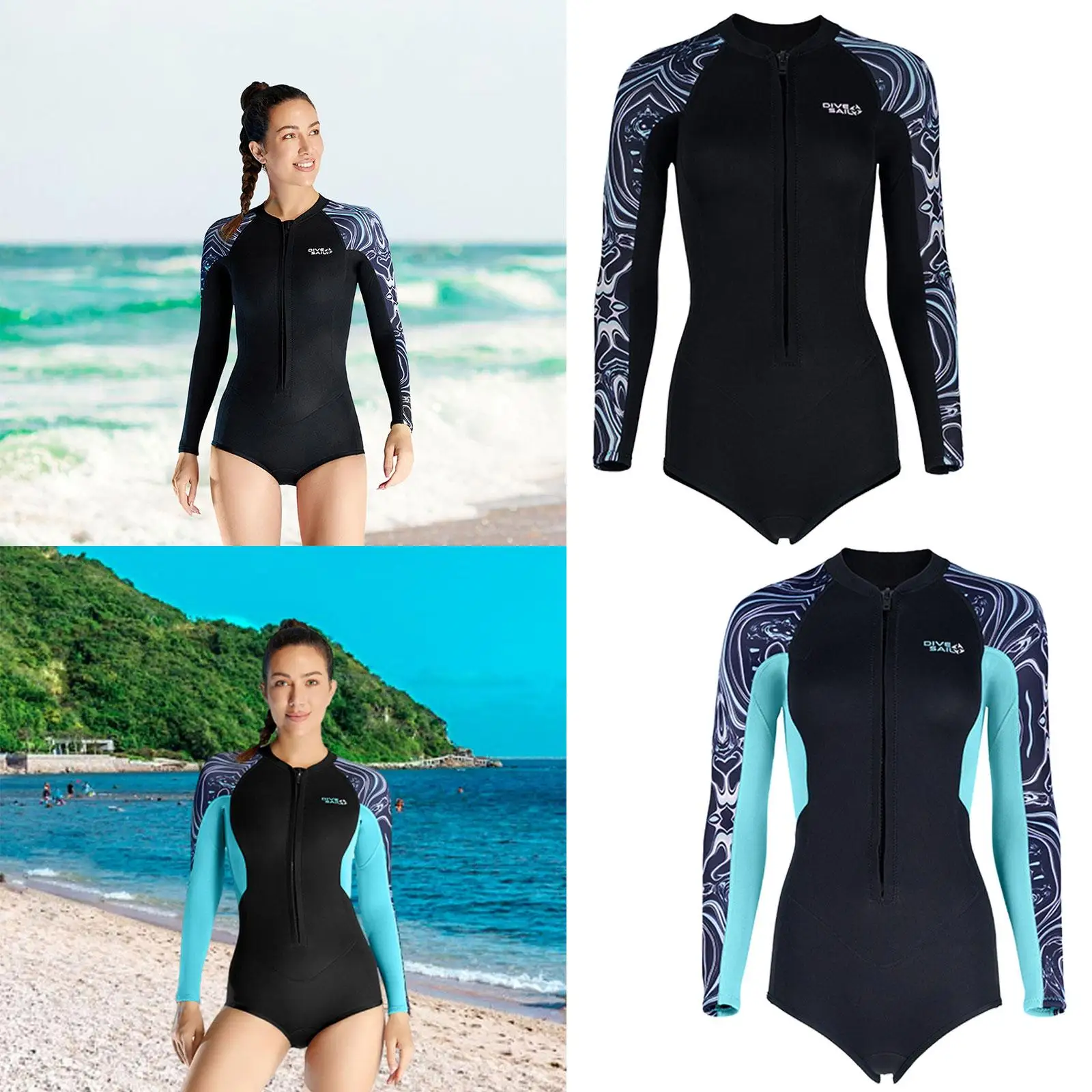 Women Shorty Wetsuit Keep Warm Sun Protection Dive Skins Beachwear Swimsuit