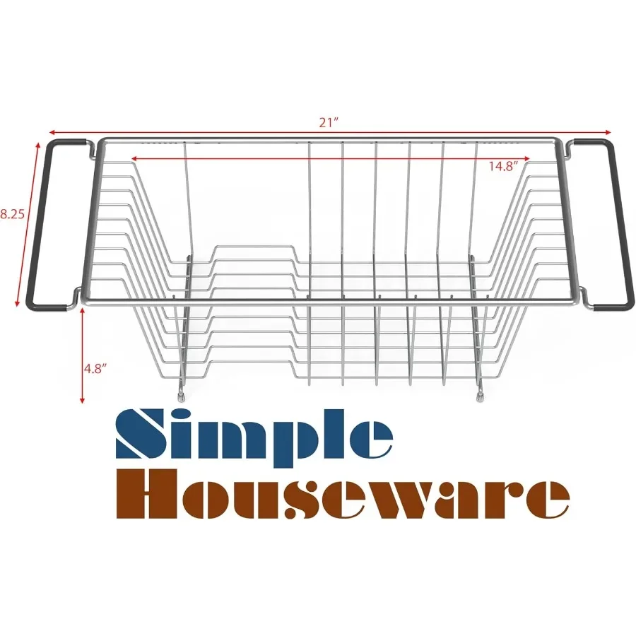 Over Sink Counter Top Stainless Steel Dish Drainer Drying Rack Chrome