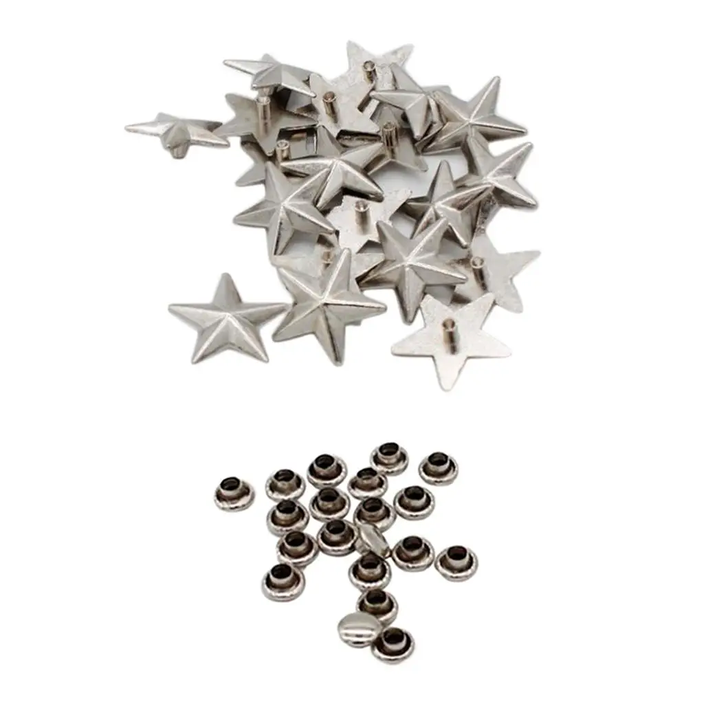 20 Pieces Star Shaped Rivets Stud Snap Buttons Leathercraft Rivets