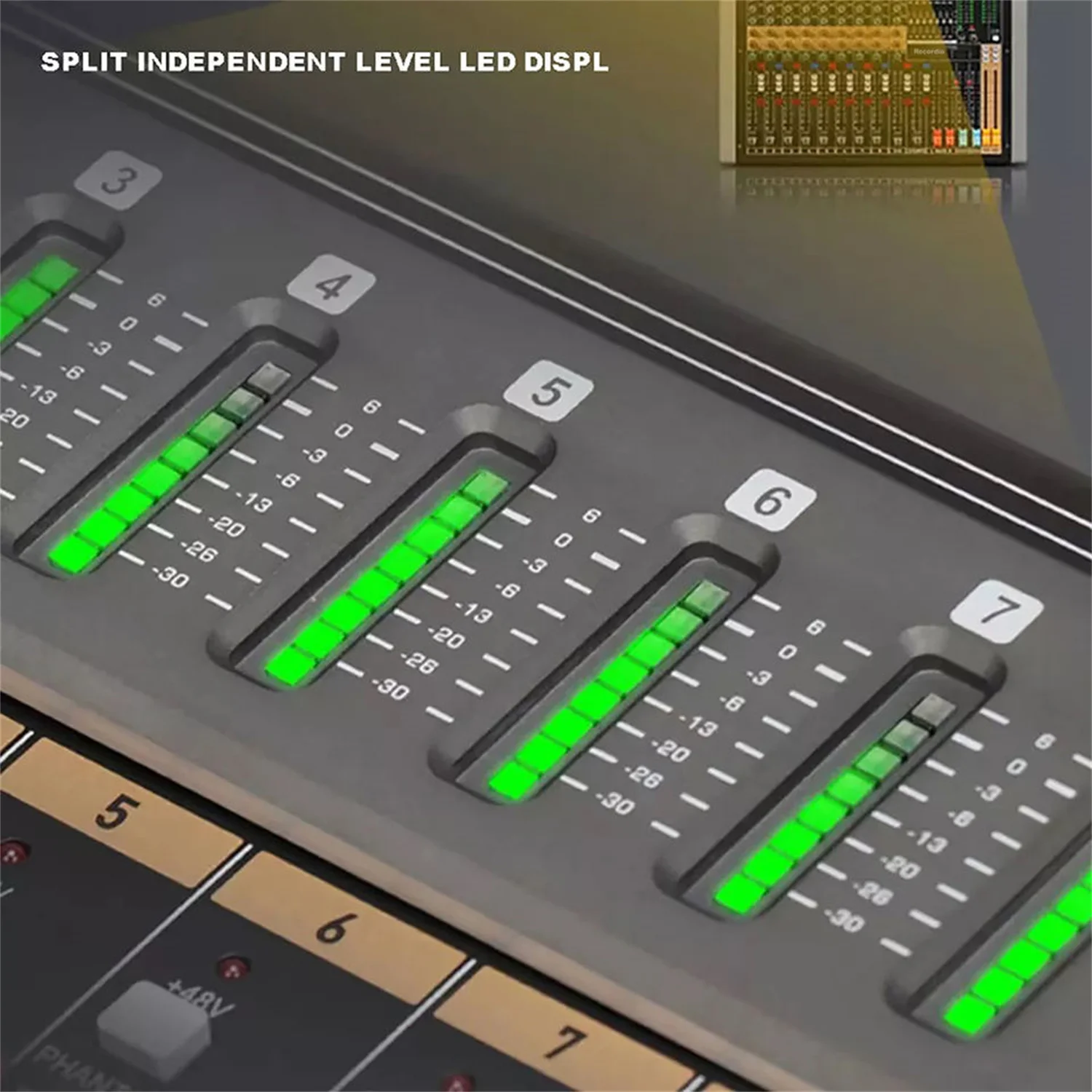 GAX-TFB24 Dual DSP Effectors and Dual 7 Bands EQ Adjustments Mixing Console 48V Power 2 Stereo 4 Group Outputs Aux Soundcard