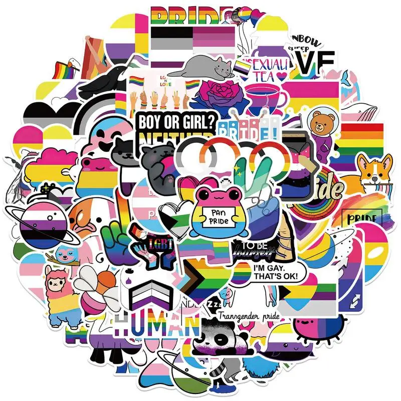 

100Pcs Colorful Rainbow Funny LGBT Gay Pride Stickers On Skateboard Guitar Motorcycle Car Scrapbooking Laptop Suitcase Toys