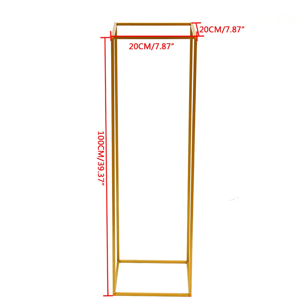 2 Stück Gold Metall Tischplatte Blumen regal Straße Blei stehen geometrische Säule Vase stehen Hochzeits feier Dekor 80cm 100cm