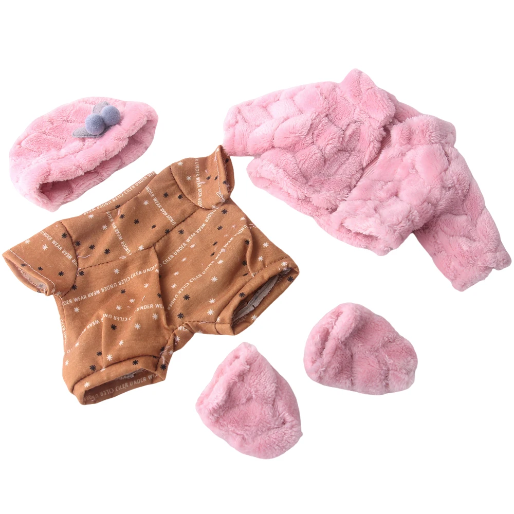 12 inch Girl Doll Cute Pink Plush Set & Hat+Coat+Jumpsuit+Socks 30 cm Newborn Baby Boy Dolls Clothes Kids DIY Toys Gift