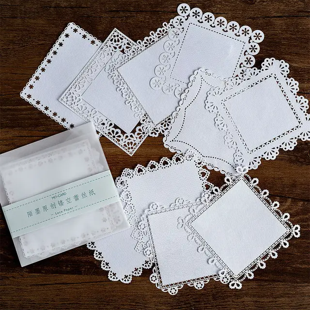 Mr.paper 8 Designs 10Pcs/lot White Lace Paper Loose Leaf Homemade White Lace Memo Pads 5
