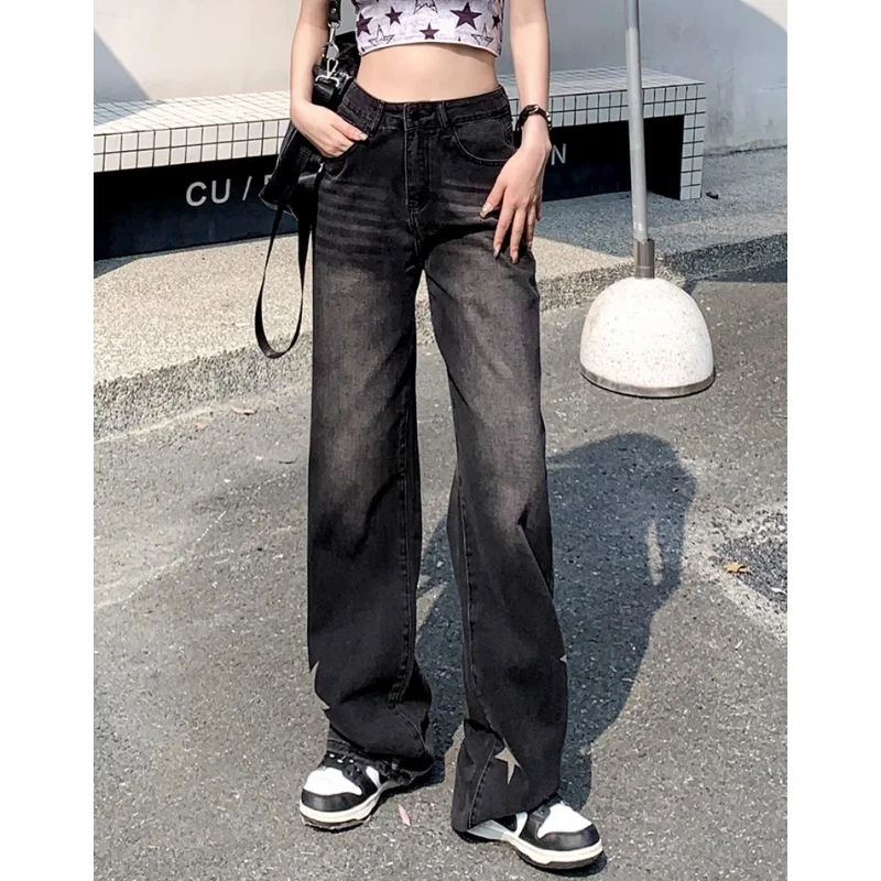 ハイウエストクロスオーバーワイドレッグジーンズEU44(17号)ネイビーブルー 女性用ブルーデニムジーンズ,ハイウエストアメリカの