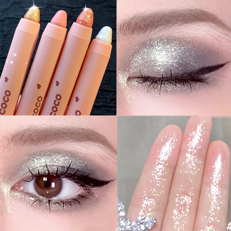 Matte Eyeshadow Stick Smooth Lasting Waterproof White Glitter Shiny Brighten Sdraiato Silkworm Highlighter Pen Eyes Makeup Beauty