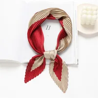 70*70cm Soft Neckerchief Two Color Splicing Decorative Headscarf Women's Hijab Scarves Crinkled  Pleated Silk Scarf Satin Hijab 1