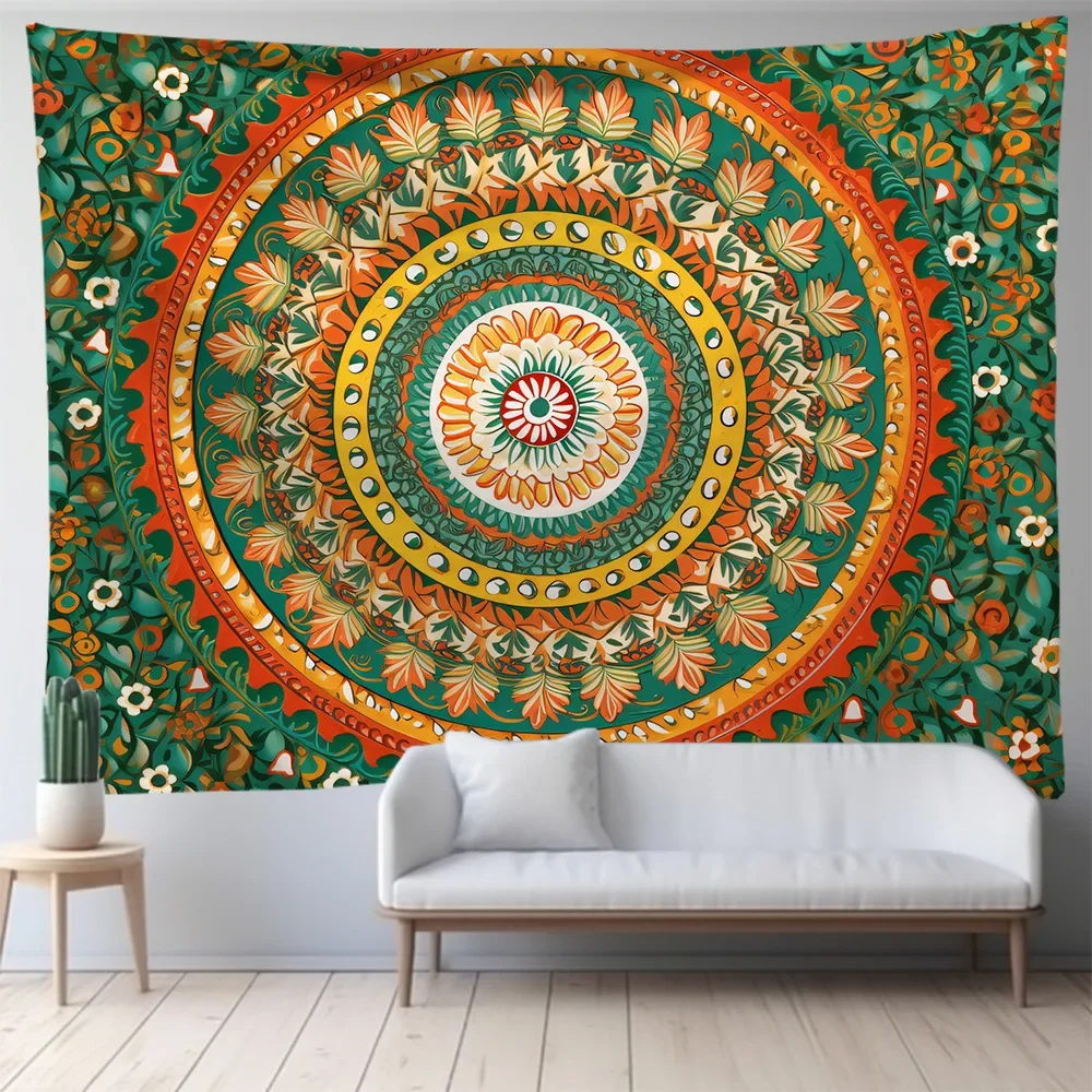 Tapestry Decorations Nordic Tapestry Large Mandala Series Room Background Cloth Ins Royal Green Wall Hanging Home Decoration Bohemian Art Tapestries
