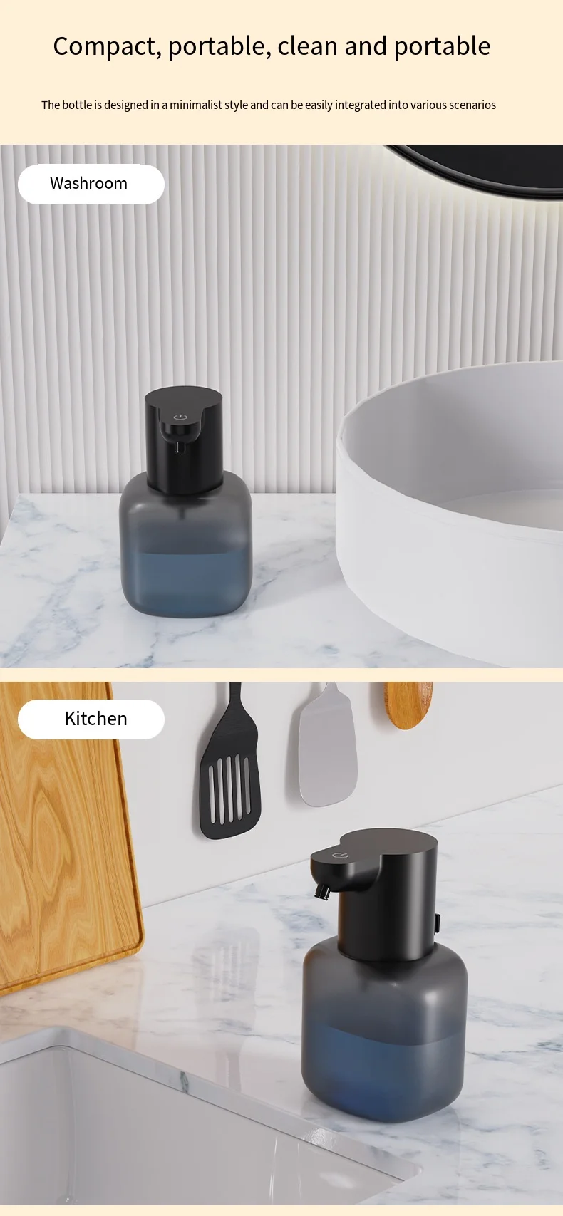 2PCS Automatic Soap Dispenser For Shampoo & Body Wash 4-Speed Adjustable Touchless Sensor Foaming Dispenser For Bathroom