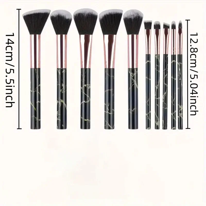 Marble Makeup Brushes Premium Synthetic Kabuki Foundation Blending Face Powder Blush Concealers Eye Shadows Brushes 10 Pcs