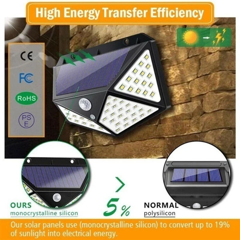 

100 LED Solar Power Wall Light Motion Sensor Waterproof Outdoor Garden Lamp Solar Garden Light Garden Garden Decoration .