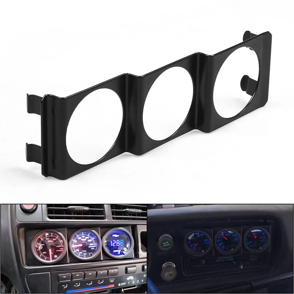 

Triple 52mm x 3 Gauge Holder Pod Panel - Standard Stereo Radio Slot Single Din Universal