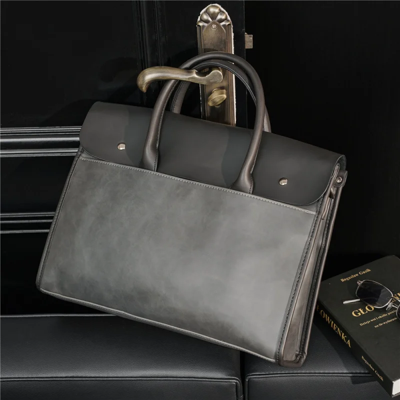 

Retro Soft Leather Briefcase For Men Business Handbag Casual Office Shoulder Messenger Bag Large Capacity Laptop Bag