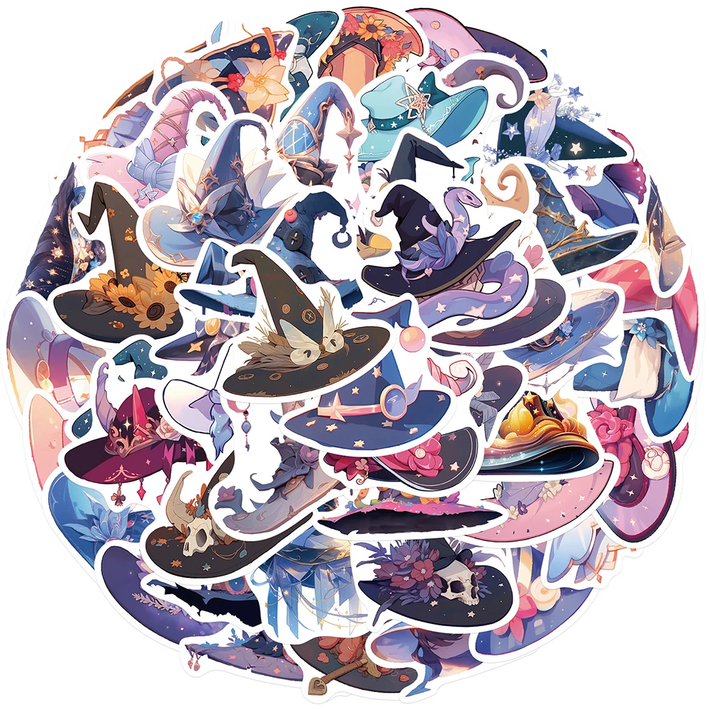 

10/30/50PCS Retro Artsy Magic Hat Cartoon Stickers Aesthetic Decals Graffiti Scrapbook Laptop Laptop Goth Cool Sticker for Kids