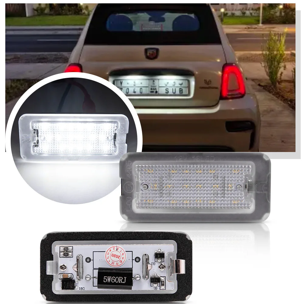 2PCS LED targa luce per Fiat 500 Abarth 500 500C 695 595 6000K luci targa  ad alta luminosità Can-bus