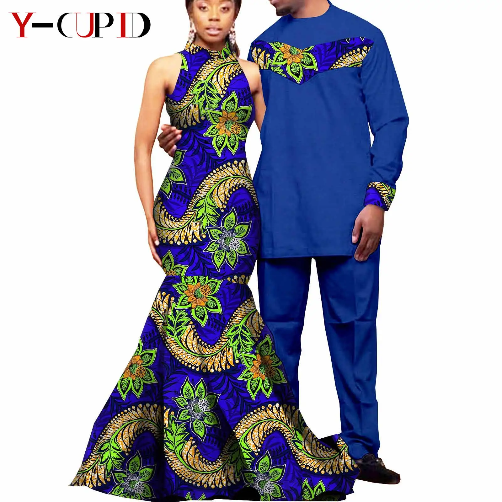 African Couples Clothes Women Long Dress Vestidos Matching