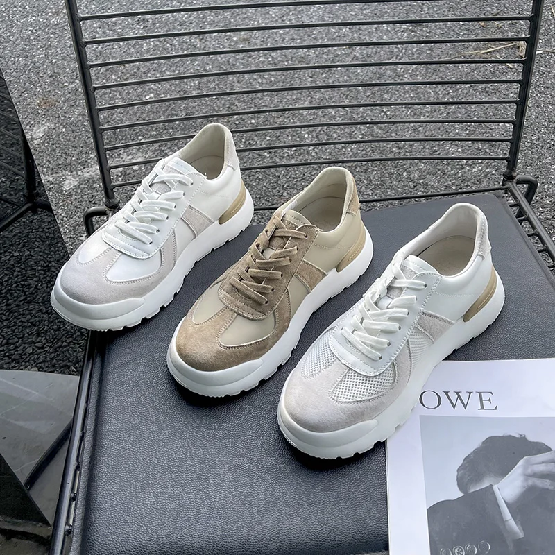 Baskets décontractées homme en cuir véritable pour extérieur_voghion.com
