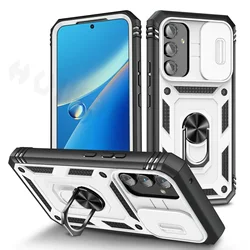 Rugged Shockproof Protective Case with Camera Slide and Lens Guard for Samsung A35 (White)