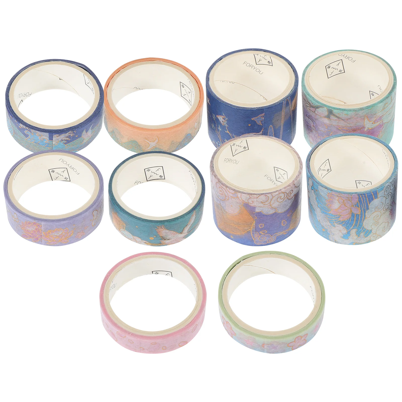 

10 Rolls Account Hot Stamping Sticker Magnetic Tape Paper Decorative Adhesive Tapes