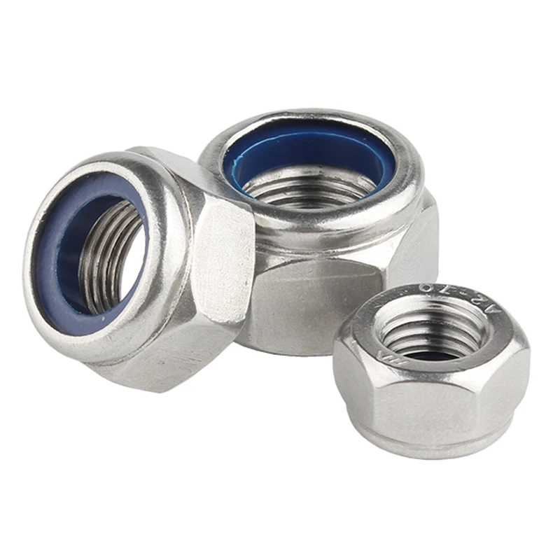 1/ 5/ 10/ 20pcs M2 M2.5 M3 M4 M5 M6 M8 M10 M12 M14 M16 M18 M20 M22 304 Stainless Steel Nylon Self-lock hexagon nuts Locknut DIN985